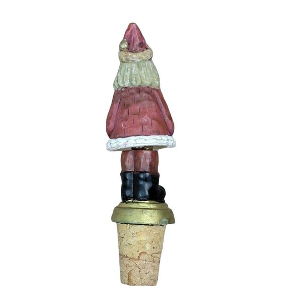 VTG 2000s Christmas Wine Bottle Stoppers Set 2 Pc Santa Reindeer Bobblehead Gift - Picture 4 of 9